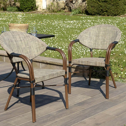 Silla Bistro Parisina Textileno con reposabrazos - Beige