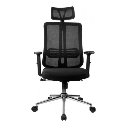 Silla de oficina mesh negra ejecutiva con apoyabrazos y cabeza