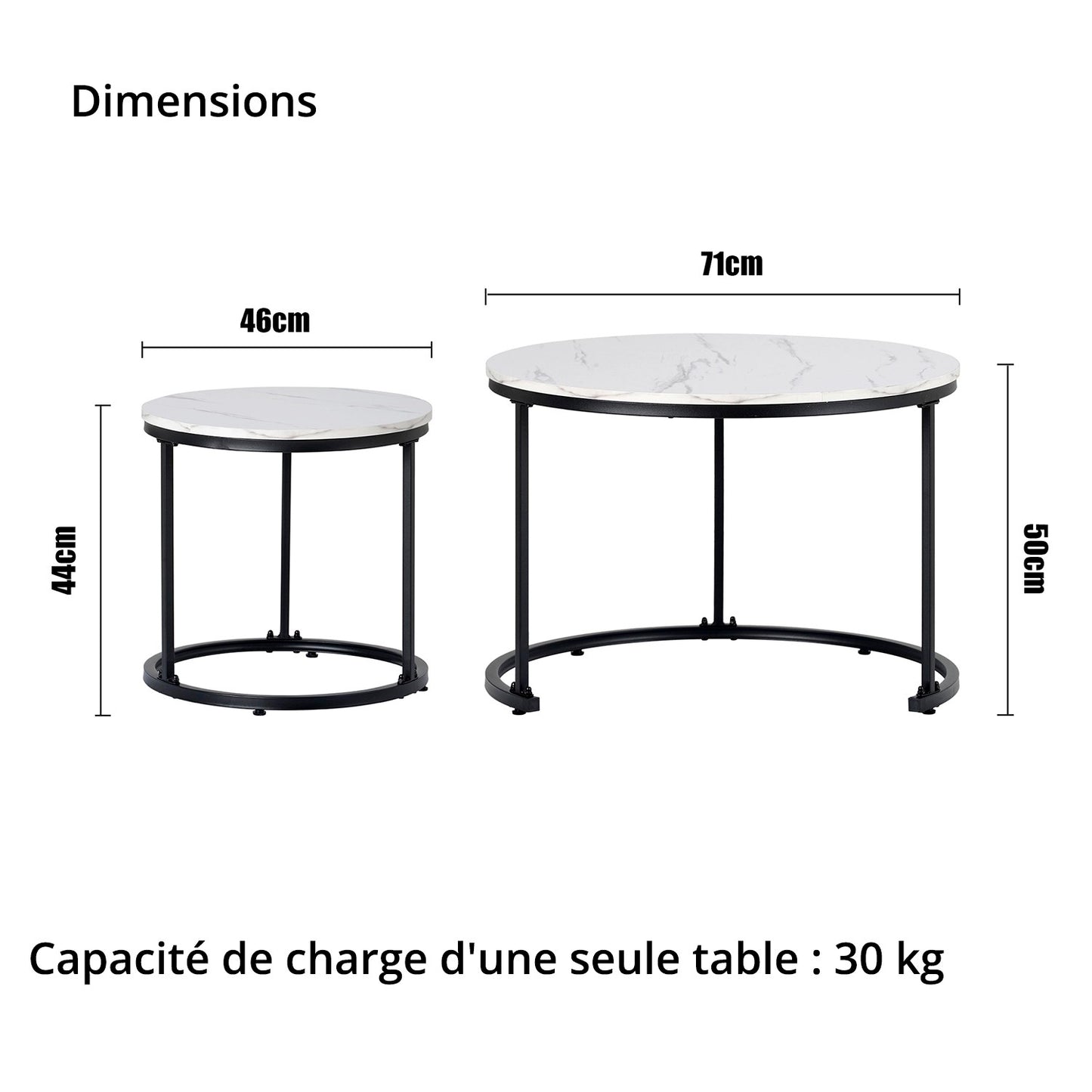 Mesa de centro Nido - Diseño de Marmol con base negra