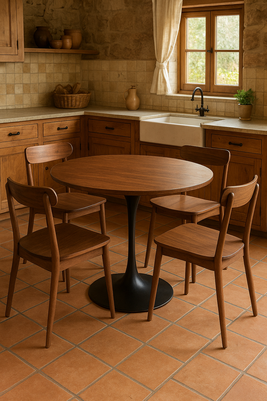 Mesa Tulip 120cm Walnut-Black
