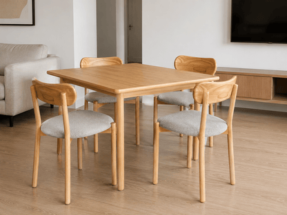 Pack 4 Sillas fresno con asiento tapizado y acolchado