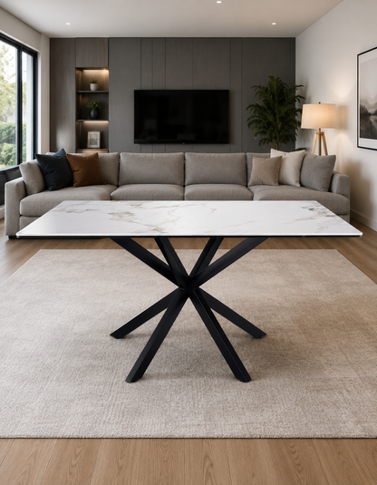 Mesa Cross Stone Black Rectangular 140cm