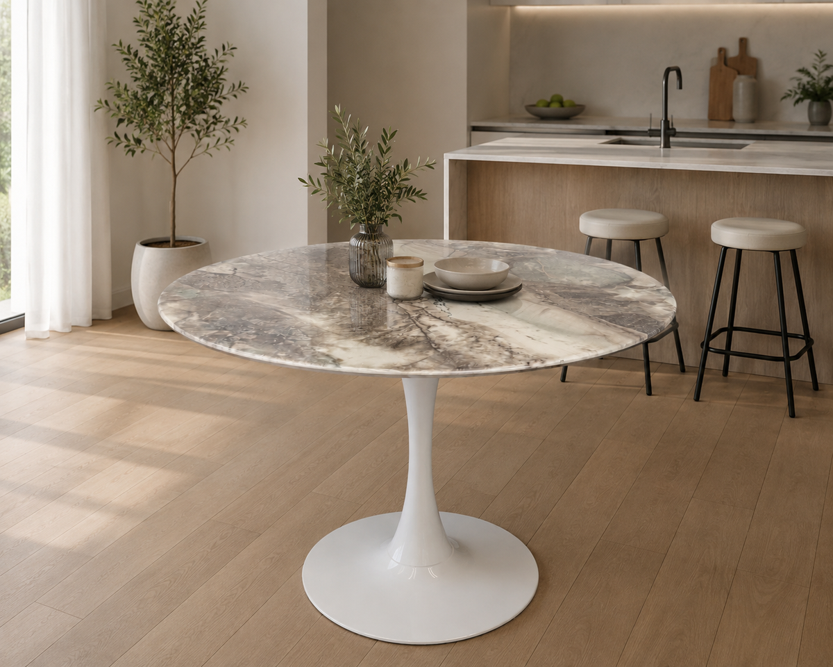 Mesa Tulip Stone Matizado 100cm