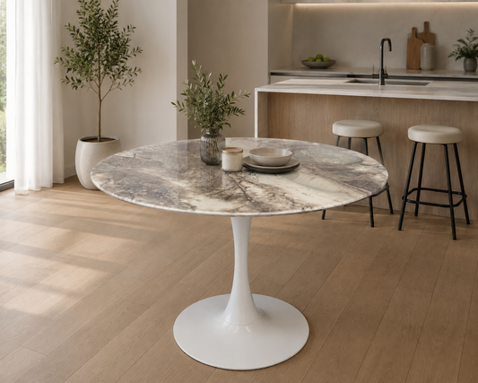 Mesa Tulip Stone Matizado 100cm