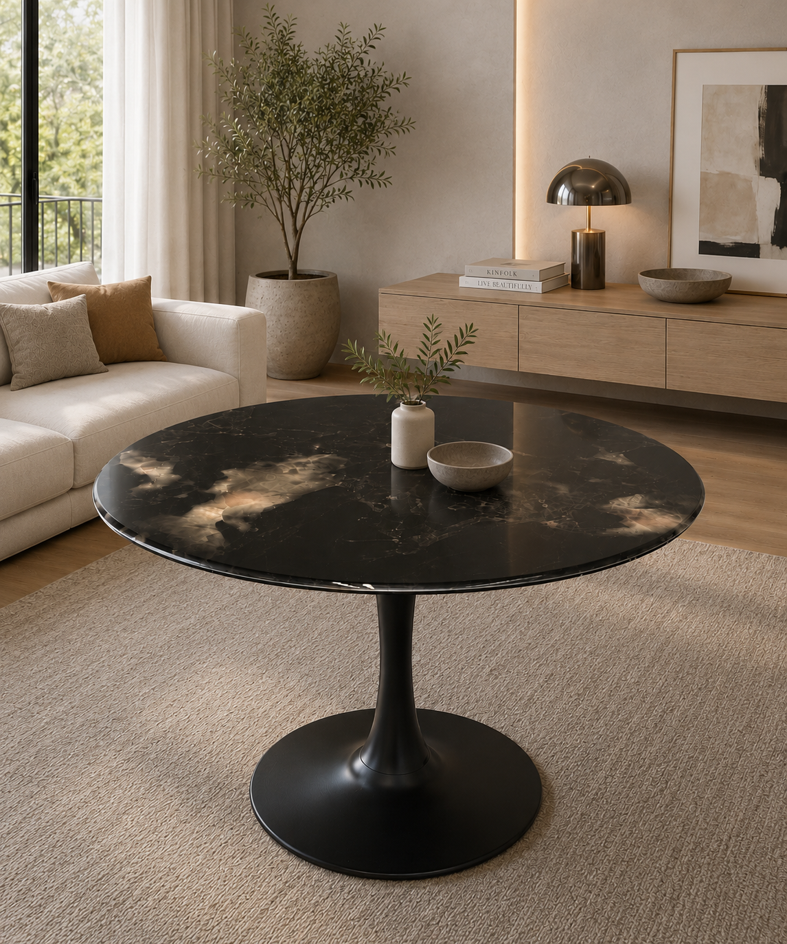 Mesa Tulip Stone Matizado 100cm