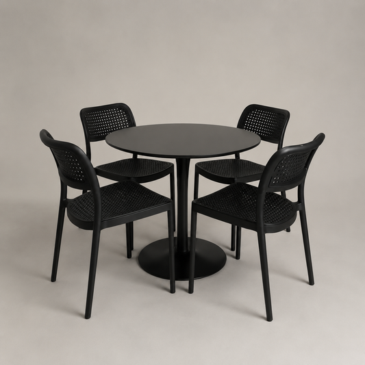 Comedor Tulip Hoffman All Black 4P