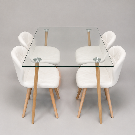 Comedor Rectangular 4P Mariposa Glass