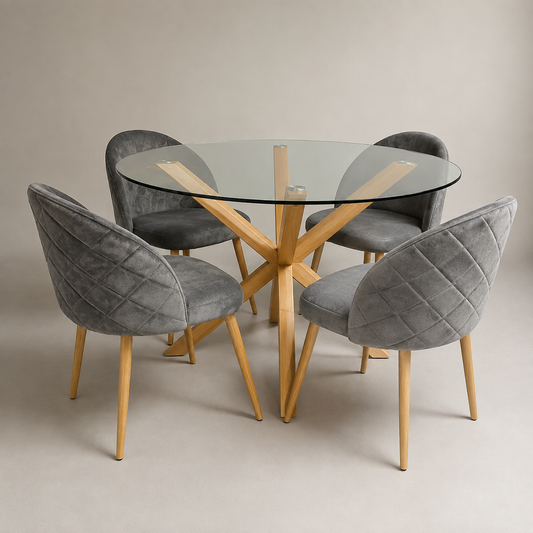 Comedor Redondo Gabrielle Cross Wood 4P