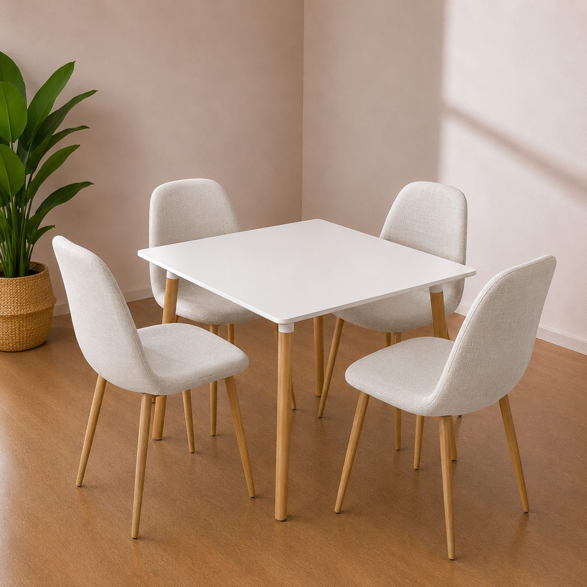Comedor Eames Paris cuadrado lino