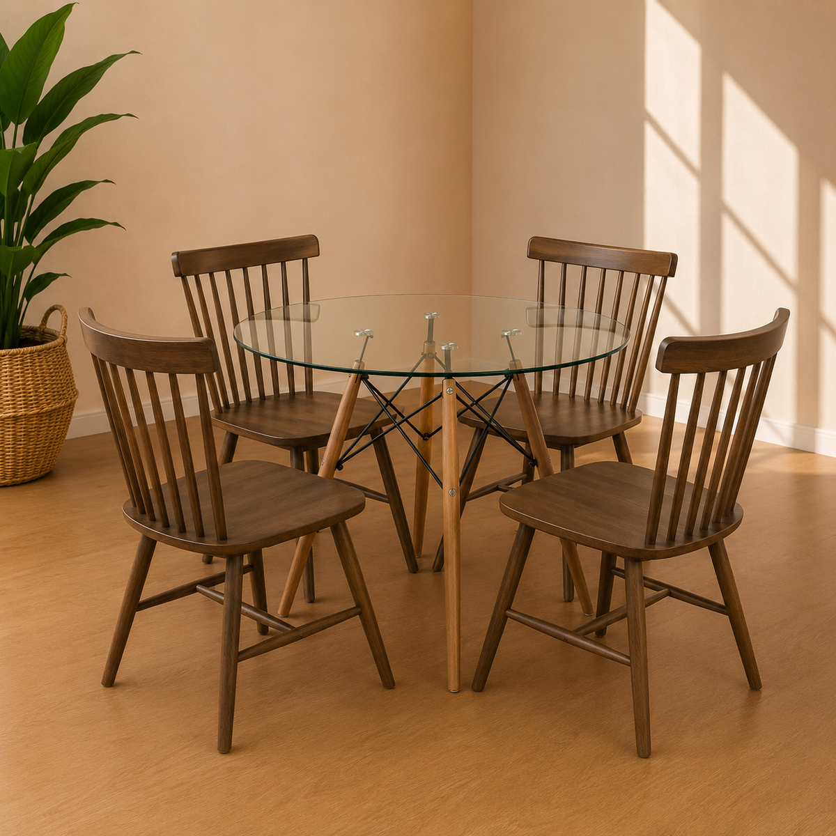 Comedor Alpes Redondo Windsor Madera 4P