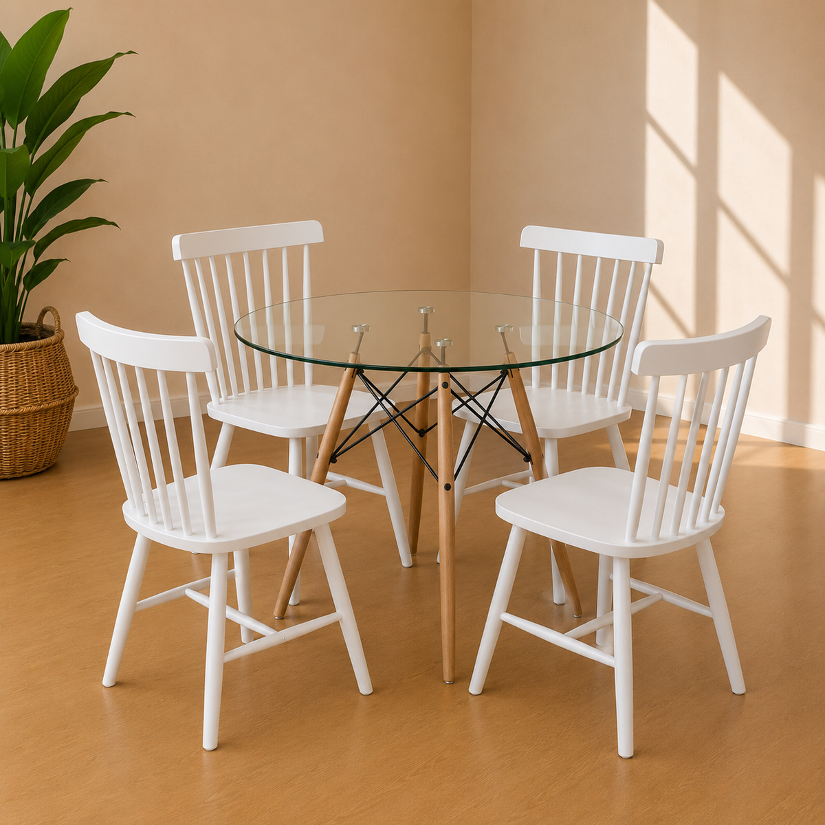 Comedor Alpes Redondo Windsor Madera 4P