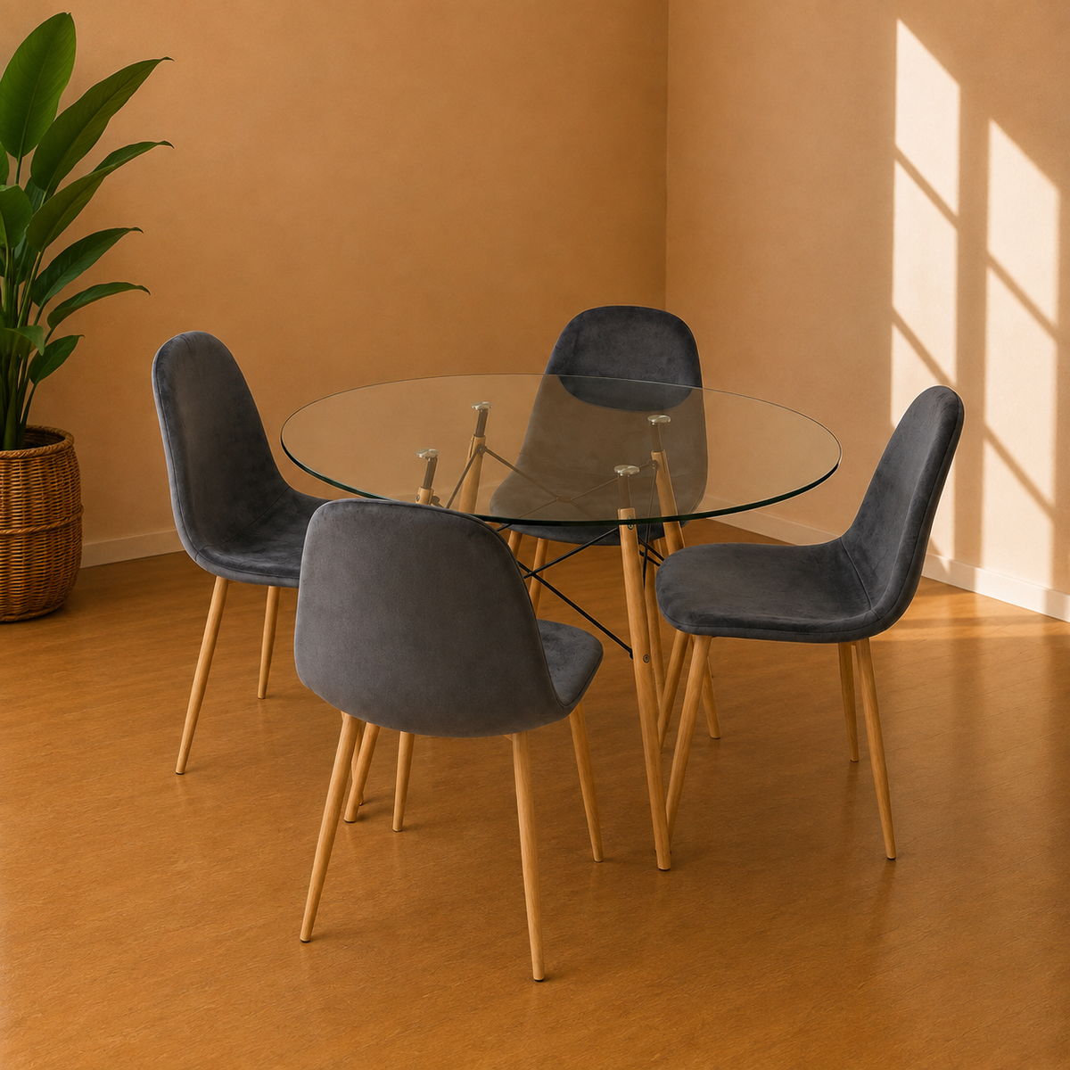 Comedor Eames Redondo Paris Terciopelo 100cm