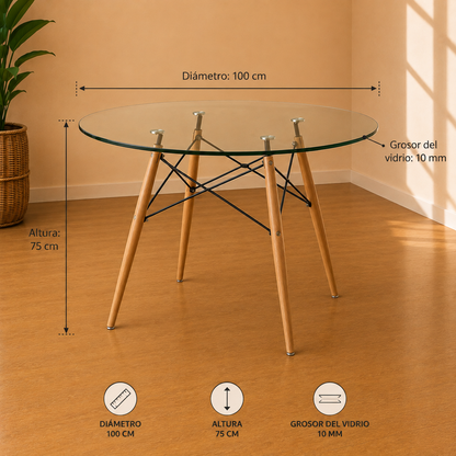 Comedor Eames Redondo Paris Terciopelo 100cm