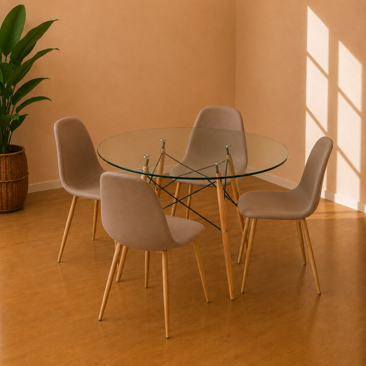 Comedor Eames Redondo Paris Terciopelo 100cm