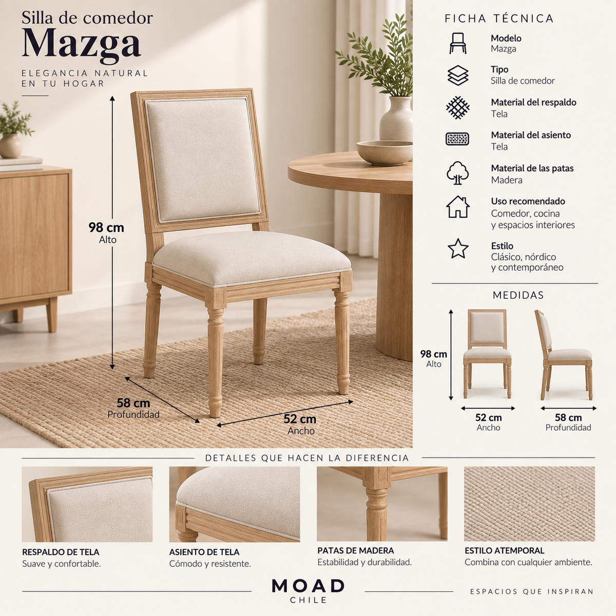 Pack de 2 Sillas de Comedor Mazga
