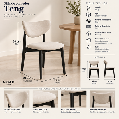 Pack de 2 Sillas de Comedor Teng