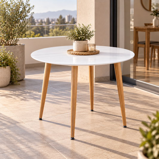 Mesa de Comedor Redonda de Cuarzo (Piedra Sinterizada) 80cm