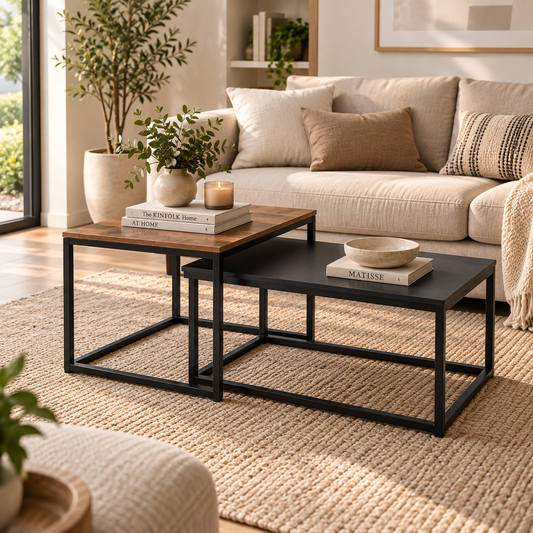 Set 2 Mesas Centro Wood Black