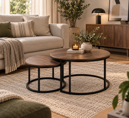 Set Mesa Centro Nido Frey Madera Oscura