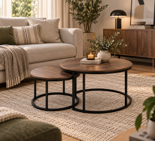Set Mesa Centro Nido Frey Madera Oscura
