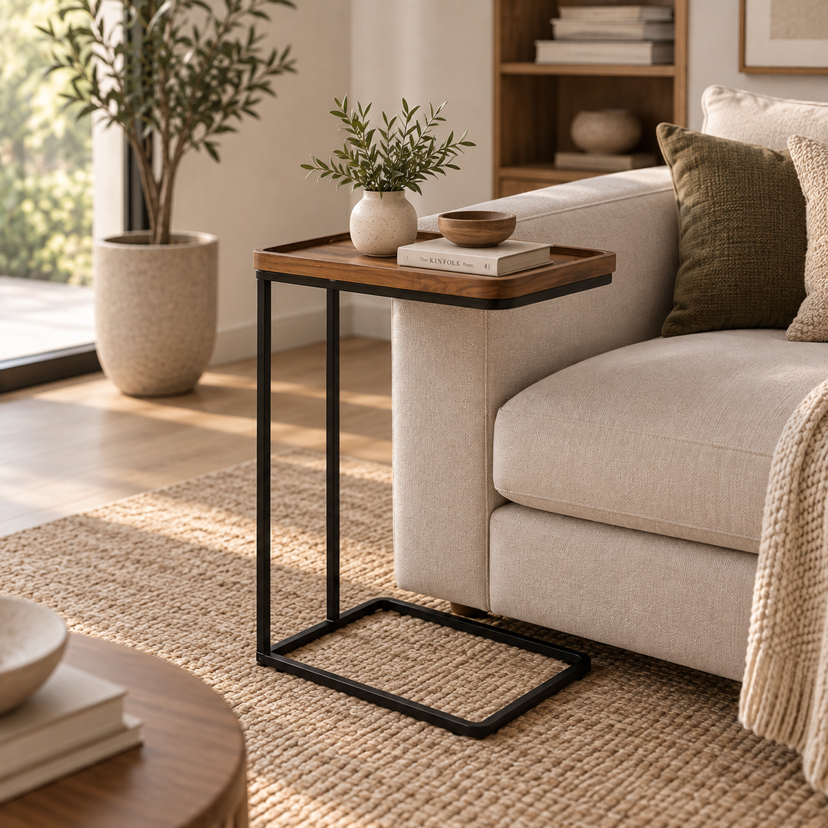 Mesa Lateral Acacia Natural/Negro