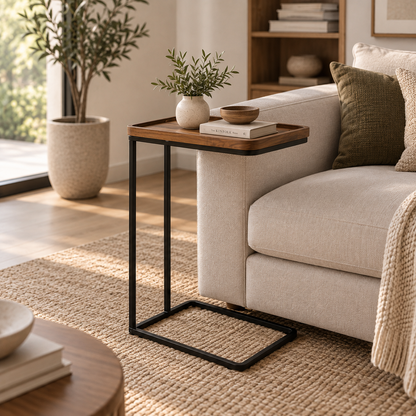 Mesa Lateral Acacia Natural/Negro