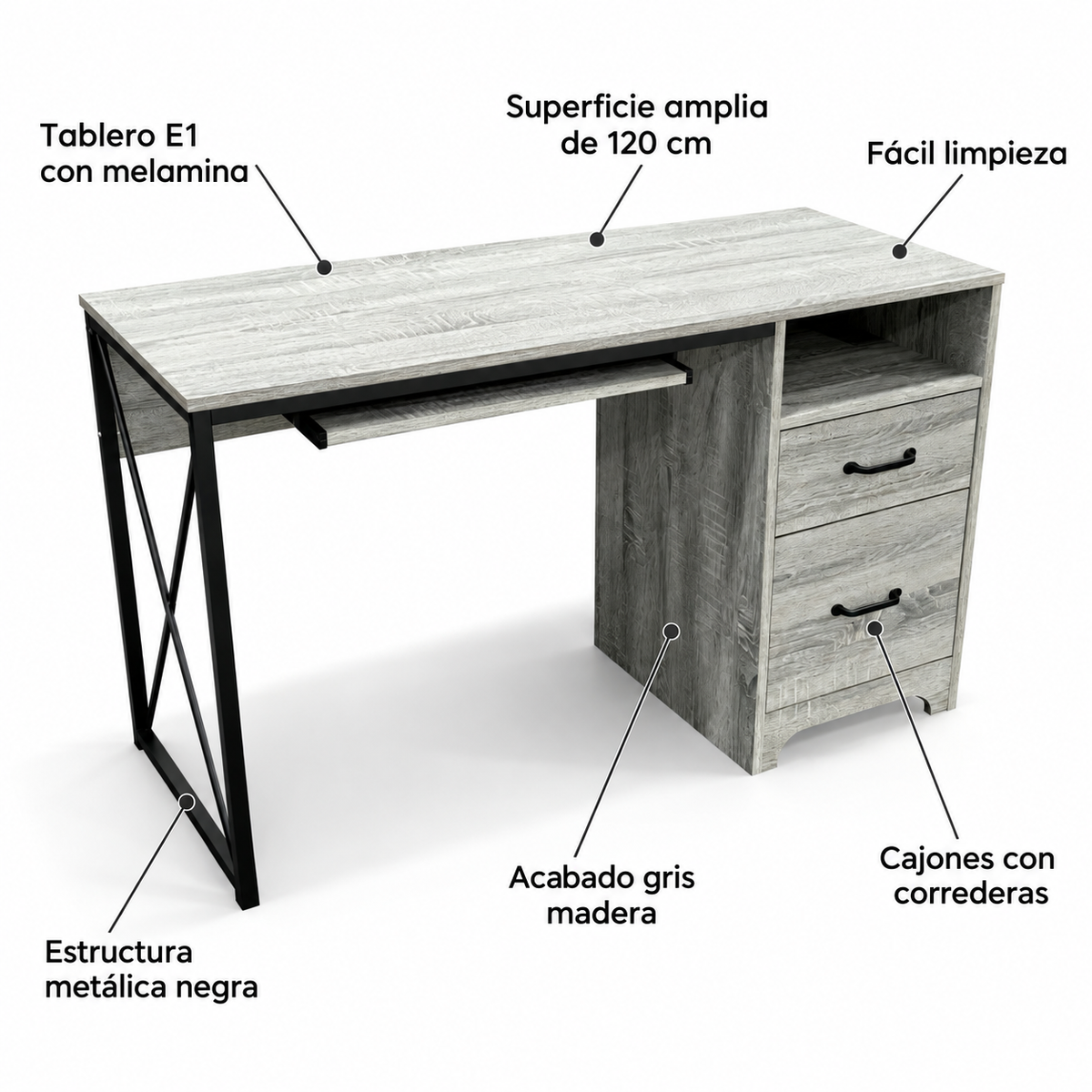 Escritorio Urban Grey 120cm