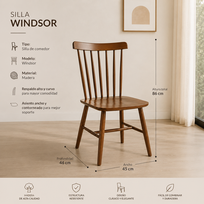 Comedor Cross Redondo Windsor Madera Stone 4P