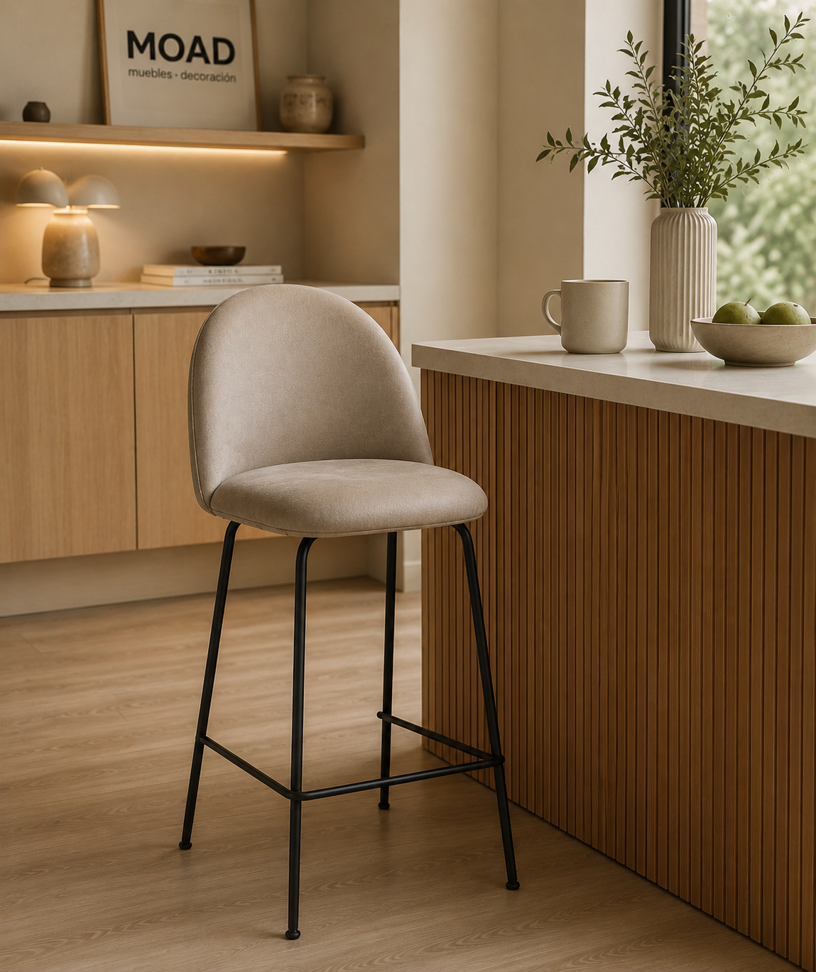 Taburete Tokio Felpa Black 66cm Diseño con rombo