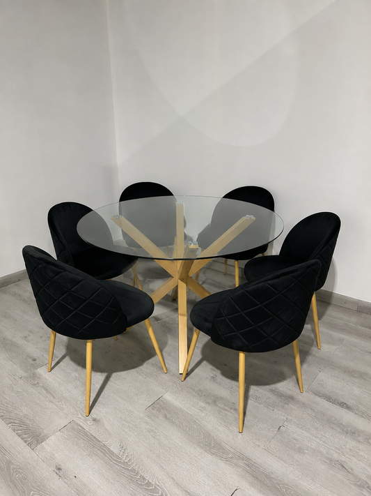 Comedor Redondo Gabrielle Cross Wood 6P