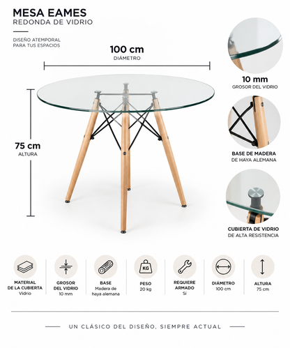 Comedor Eames Master Clean 100cm