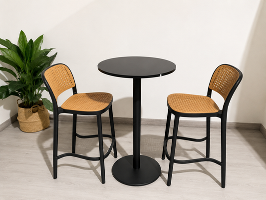 Set de Terraza Taburete Delta y Mesa Guji D60