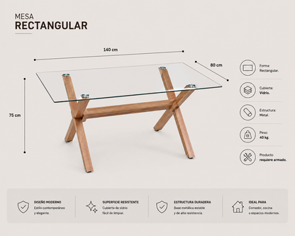Comedor Mariposa Rectangular Bursa Terciopelo 6p