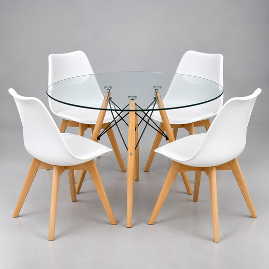 Comedor Eames Glass Tulip 4p