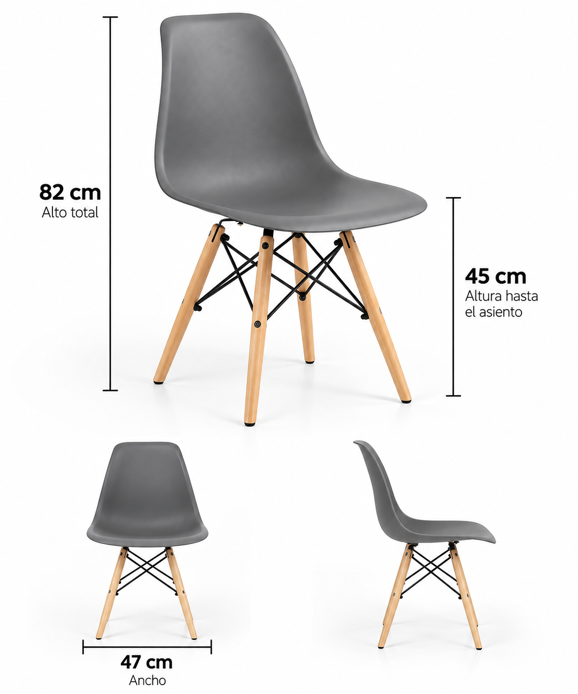 Comedor Cuadrado Eames Clásico 4P