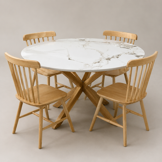 Comedor Cross Redondo Windsor Madera Stone 4P