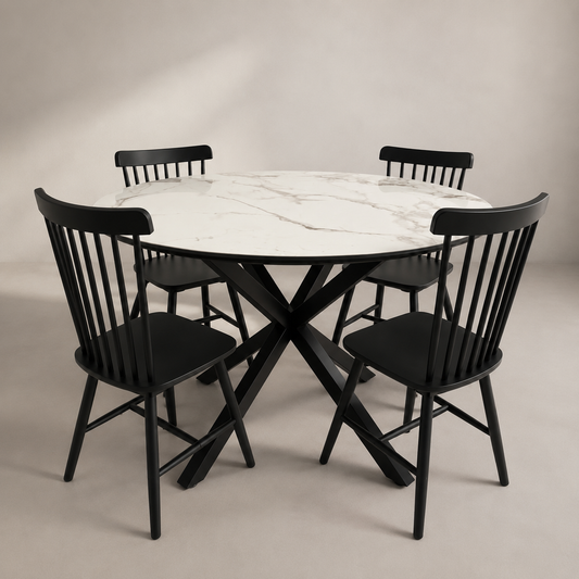 Comedor Cross Redondo Windsor Stone Black 4P