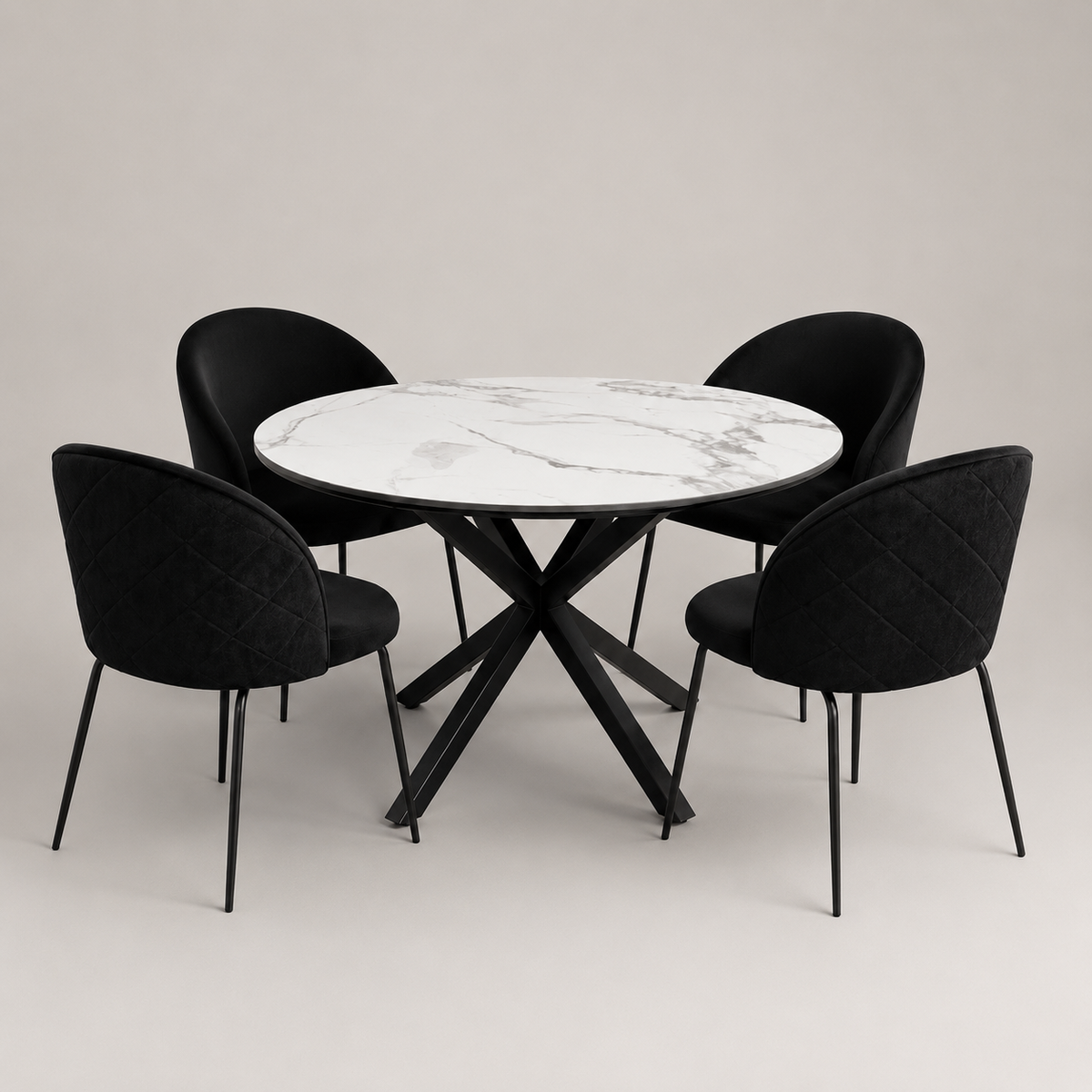 Comedor Cross Redondo Gabrielle Stone Black 4P