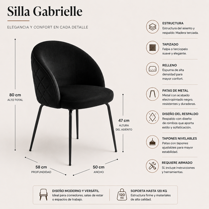 Comedor Cross Redondo Gabrielle Stone Black 4P