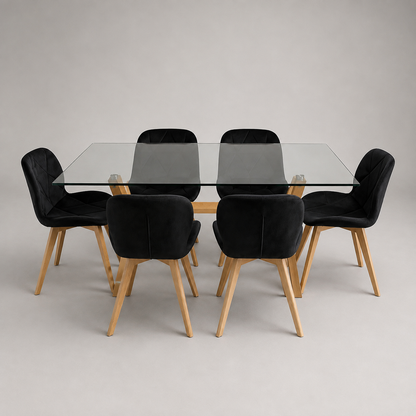 Comedor Mariposa Rectangular Bursa Terciopelo 6p