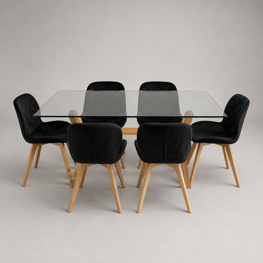 Comedor Mariposa Rectangular Bursa Terciopelo 6p