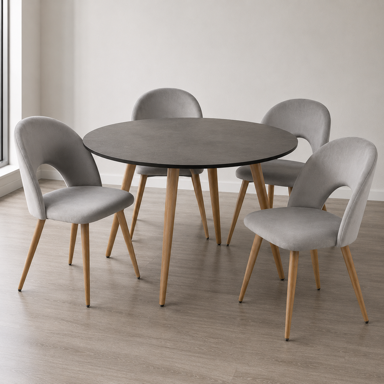 Silla de comedor en terciopelo Viena Patas Simil Madera