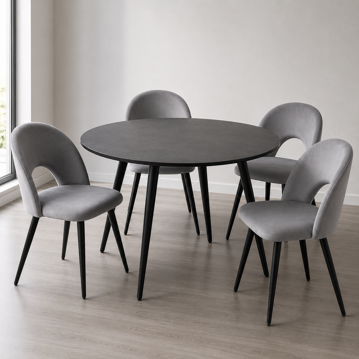 Silla de comedor en terciopelo Viena Patas Negras