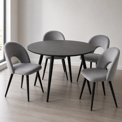 Silla de comedor en terciopelo Viena Patas Negras