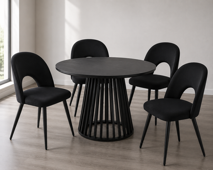 Silla de comedor en terciopelo Viena Patas Negras