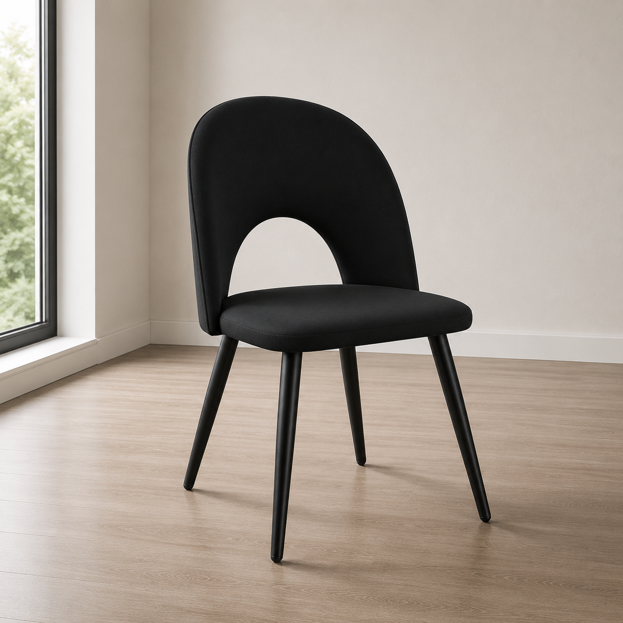 Silla de comedor en terciopelo Viena Patas Negras