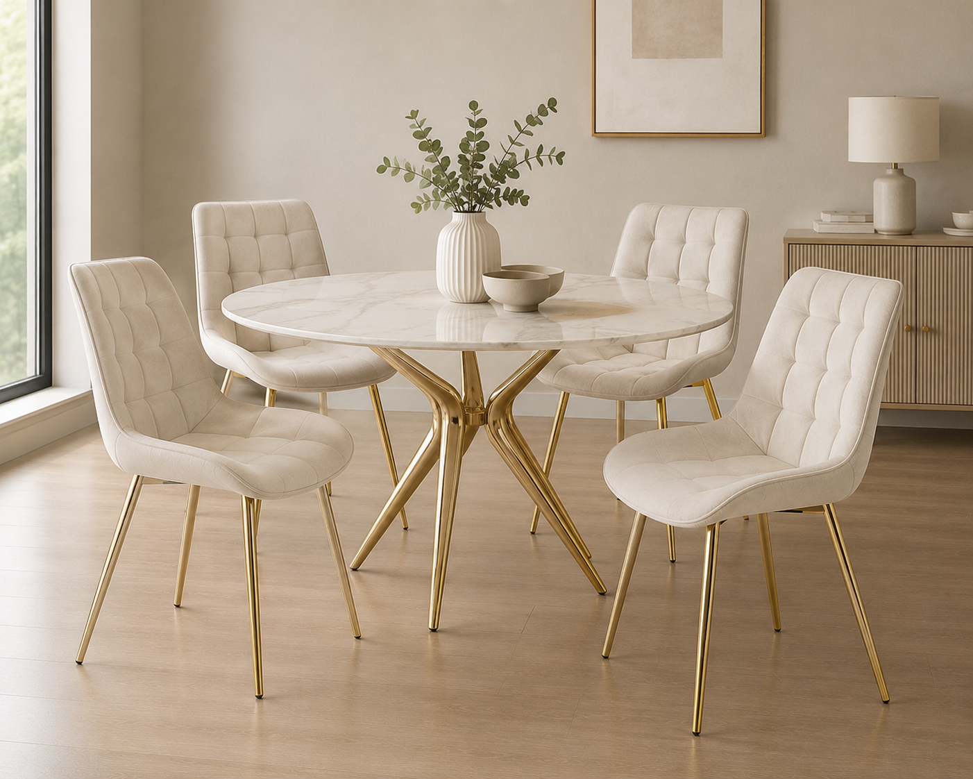 Silla de Comedor Macron Terciopelo patas doradas