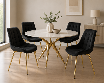 Silla de Comedor Macron Terciopelo patas doradas