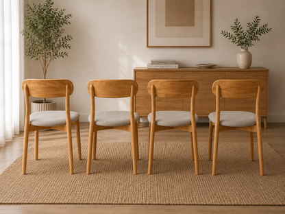Pack 4 Sillas fresno con asiento tapizado y acolchado