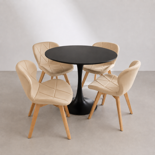 Comedor Tulip Black Velvet 80cm